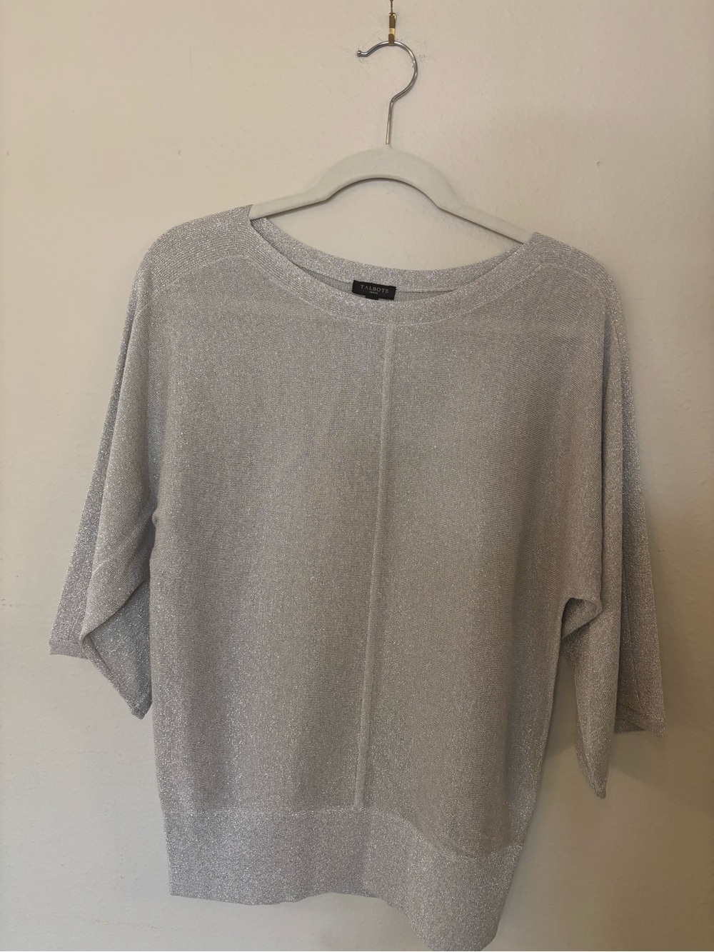 Talbots Silver Sparkle Crewneck Sweater